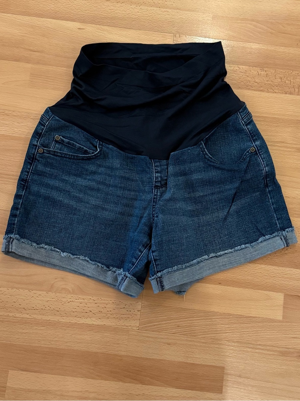 Maternity Denim Shorts with Black tummy Waistband